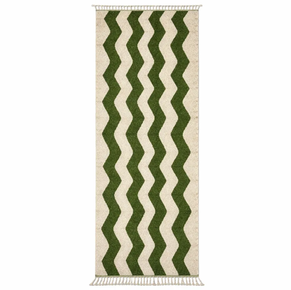 Tapis de couloir berbère Noun vert — tapis berbères contemporains tissé à la main