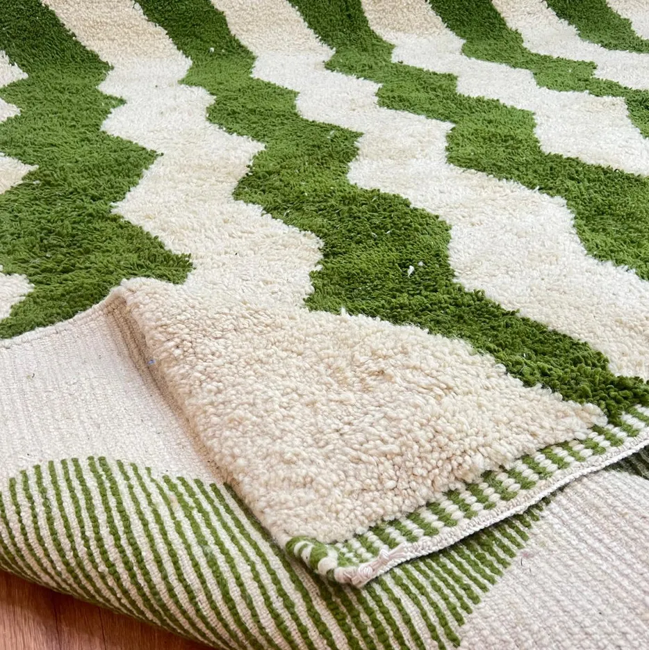 Tapis de couloir berbère Noun vert, vue 4 sur 4