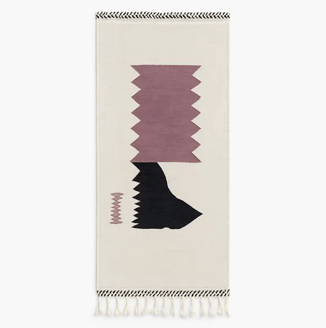 Tapis de couloir berbère Oualidia violet et noir au dessin abstrait — tapis berbères contemporains