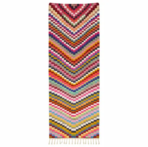 Tapis de couloir berbère Ouirgane multicolore aux motifs géométriques — tapis berbères contemporains