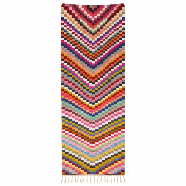 Tapis de couloir berbère Ouirgane multicolore aux motifs géométriques — tapis berbères contemporains