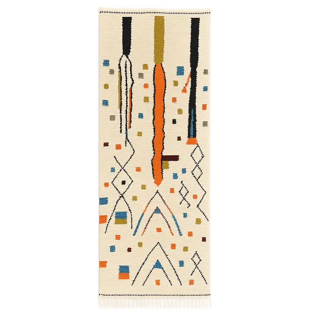 Tapis de couloir berbère Oukaïm multicolore aux motifs géométriques — tapis berbères contemporains