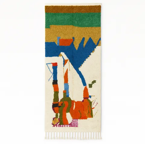 Tapis de couloir berbère Sebou multicolore au dessin abstrait — tapis berbères contemporains
