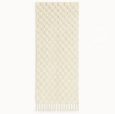 Tapis de couloir berbère Sefrou blanc à damier — tapis berbères contemporains