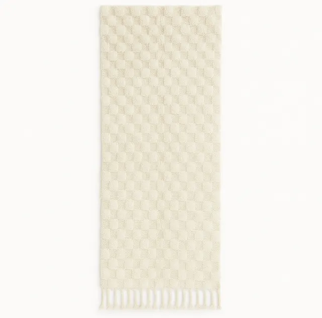 Tapis de couloir berbère Sefrou blanc à damier — tapis berbères contemporains