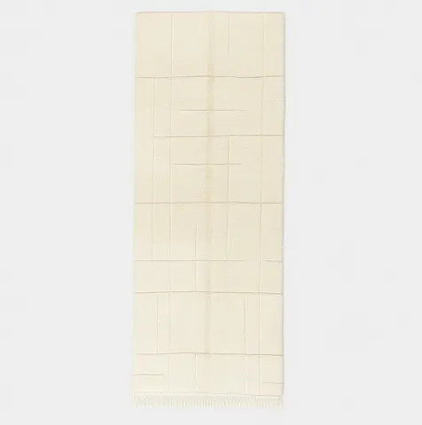 Tapis de couloir berbère Siroua blanc uni — tapis berbères contemporains
