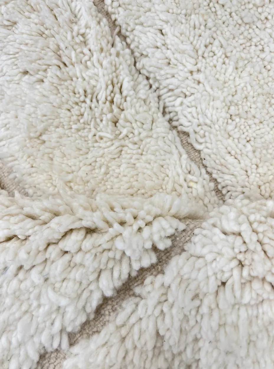 Tapis de couloir berbère Siroua blanc uni, vue 3 sur 4