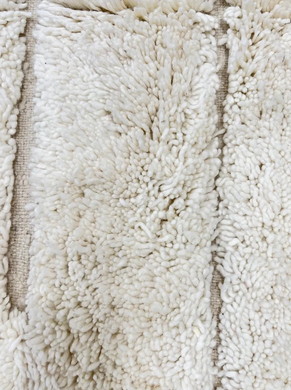 Tapis de couloir berbère Siroua blanc uni, vue 4 sur 4