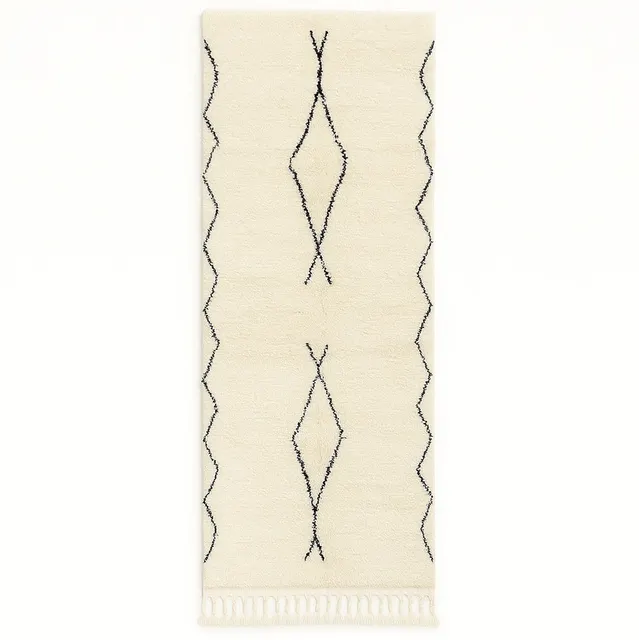 Tapis de couloir berbère Skoura blanc et noir — tapis berbères contemporains