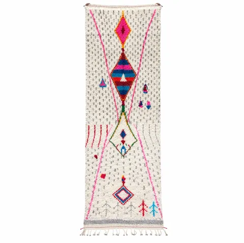 Tapis de couloir berbère Tabant multicolore à losanges — tapis berbères contemporains