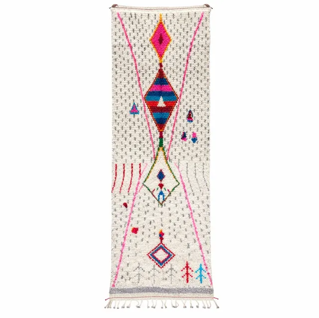 Tapis de couloir berbère Tabant multicolore à losanges — tapis berbères contemporains
