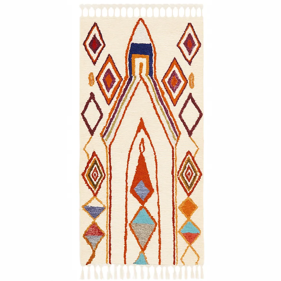 Tapis de couloir berbère Taddart aux motifs géométriques — tapis berbères contemporains tissé à la main