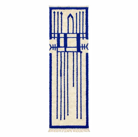 Tapis de couloir berbère Taddart bleu — tapis berbères contemporains