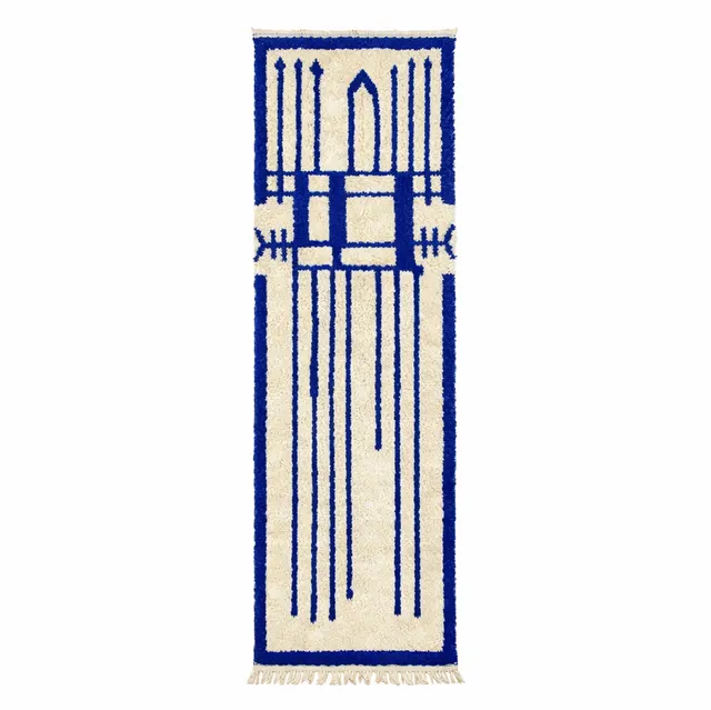 Tapis de couloir berbère Taddart bleu — tapis berbères contemporains