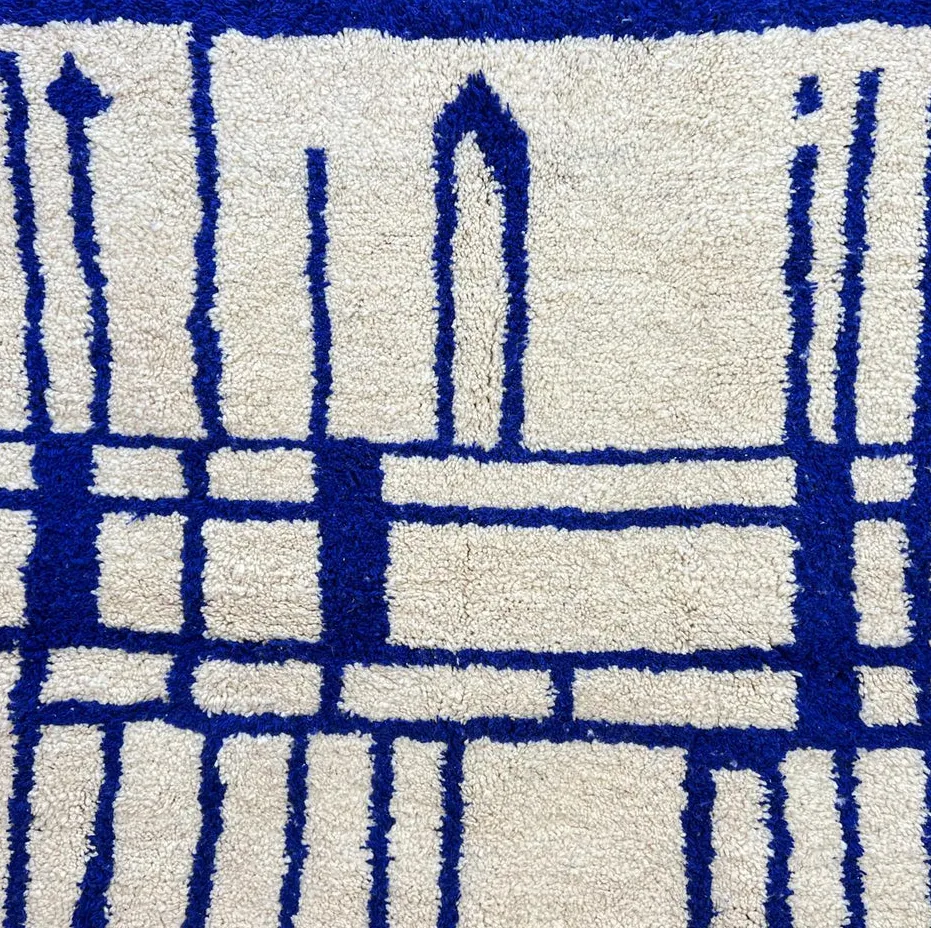 Tapis de couloir berbère Taddart bleu, vue 3 sur 4