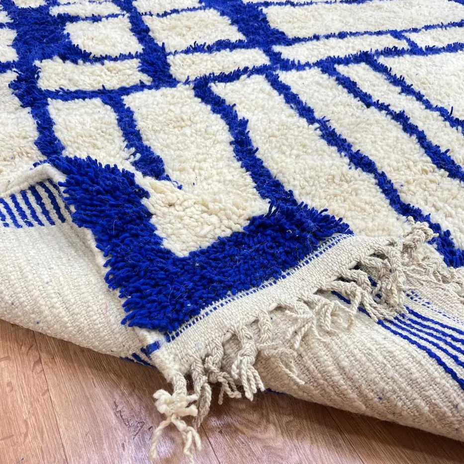 Tapis de couloir berbère Taddart bleu, vue 4 sur 4