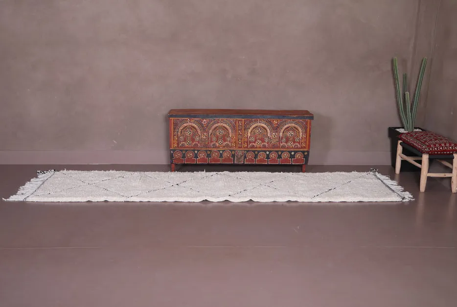 Tapis de couloir berbère Taddart crème et noir à losanges, vue 3 sur 7