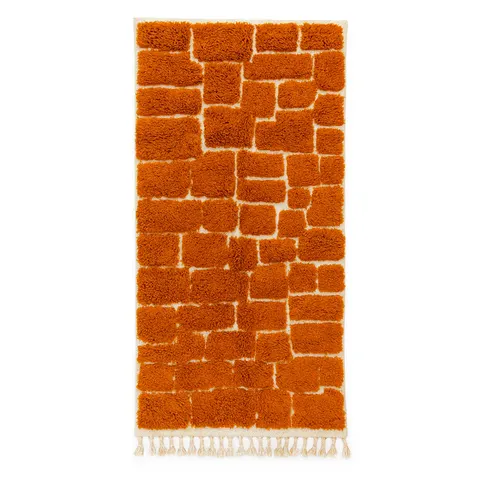 Tapis de couloir berbère Tafsut orange et terracotta — tapis berbères contemporains
