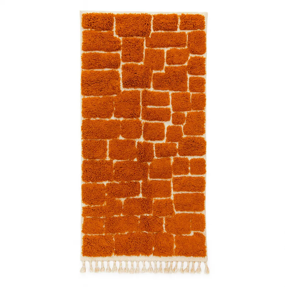 Tapis de couloir berbère Tafsut orange et terracotta — tapis berbères contemporains tissé à la main
