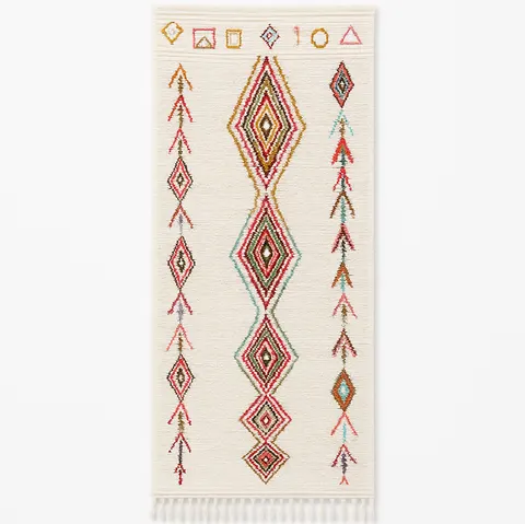 Tapis de couloir berbère Tagant multicolore à losanges — tapis berbères contemporains
