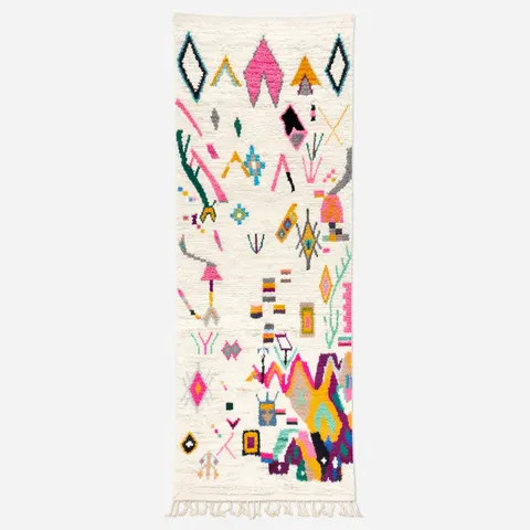 Tapis de couloir berbère Tagleft multicolore et blanc — tapis berbères contemporains