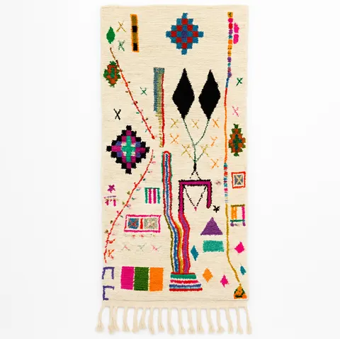 Tapis de couloir berbère Talsint multicolore aux motifs berbères — tapis berbères contemporains