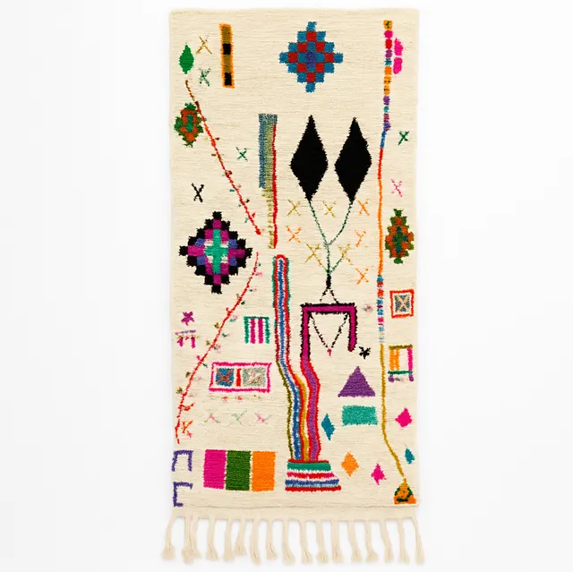 Tapis de couloir berbère Talsint multicolore aux motifs berbères — tapis berbères contemporains