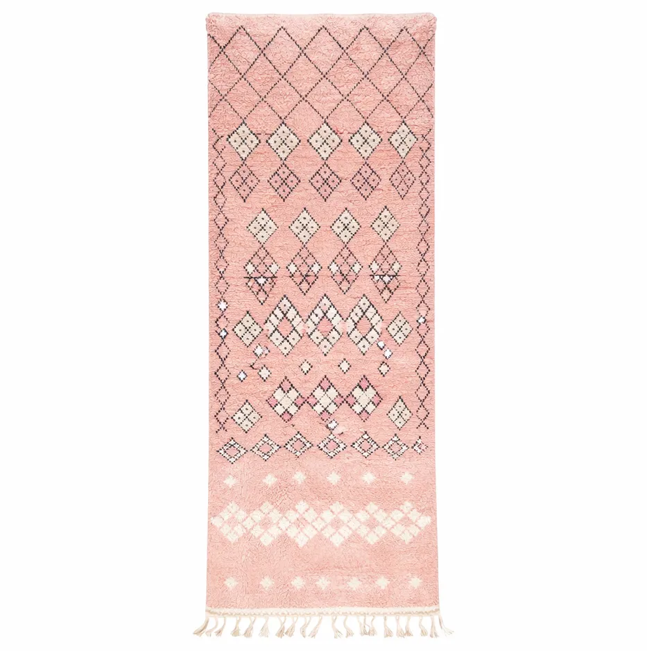 Tapis de couloir berbère Talsint rose — tapis berbères contemporains tissé à la main