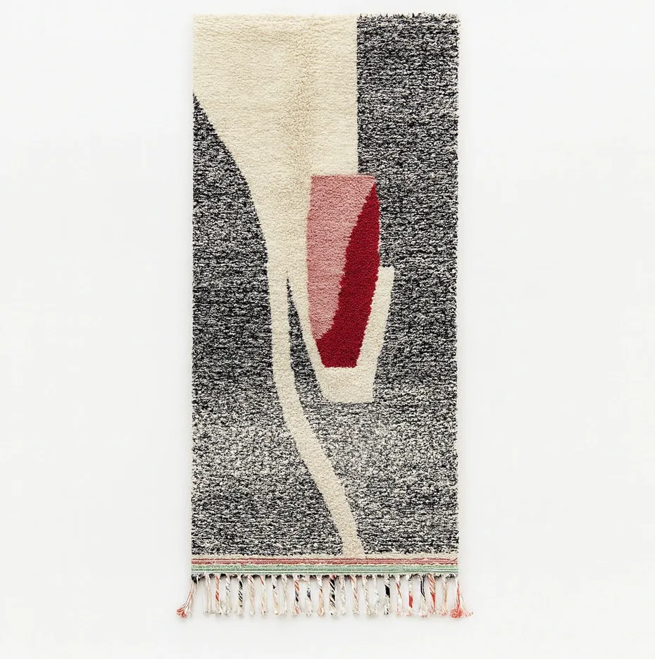 Tapis de couloir berbère Tamayt au dessin abstrait — tapis berbères contemporains tissé à la main