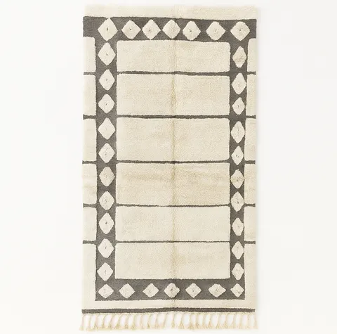 Tapis de couloir berbère Tamurt blanc et gris aux motifs berbères — tapis berbères contemporains