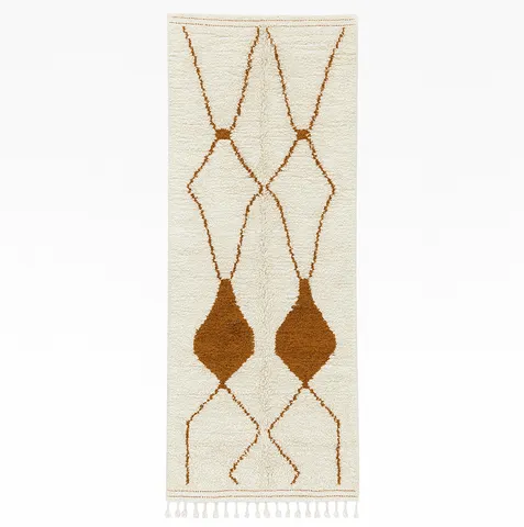 Tapis de couloir berbère Tanirt blanc et marron — tapis berbères contemporains