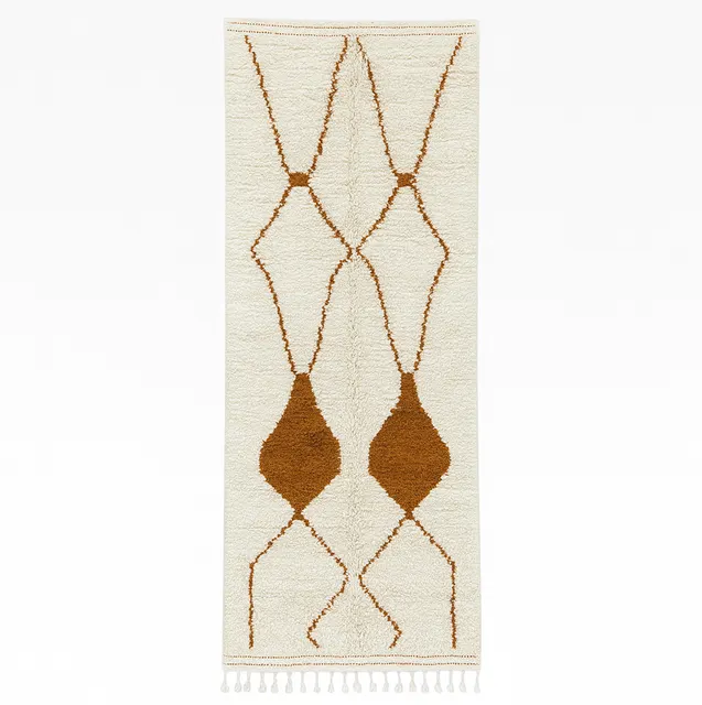 Tapis de couloir berbère Tanirt blanc et marron — tapis berbères contemporains