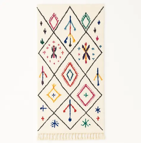 Tapis de couloir berbère Tanit multicolore à losanges — tapis berbères contemporains
