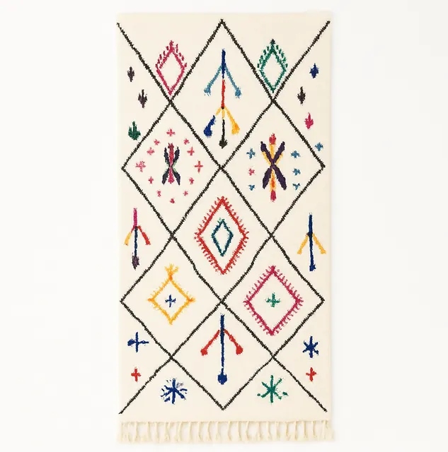 Tapis de couloir berbère Tanit multicolore à losanges — tapis berbères contemporains