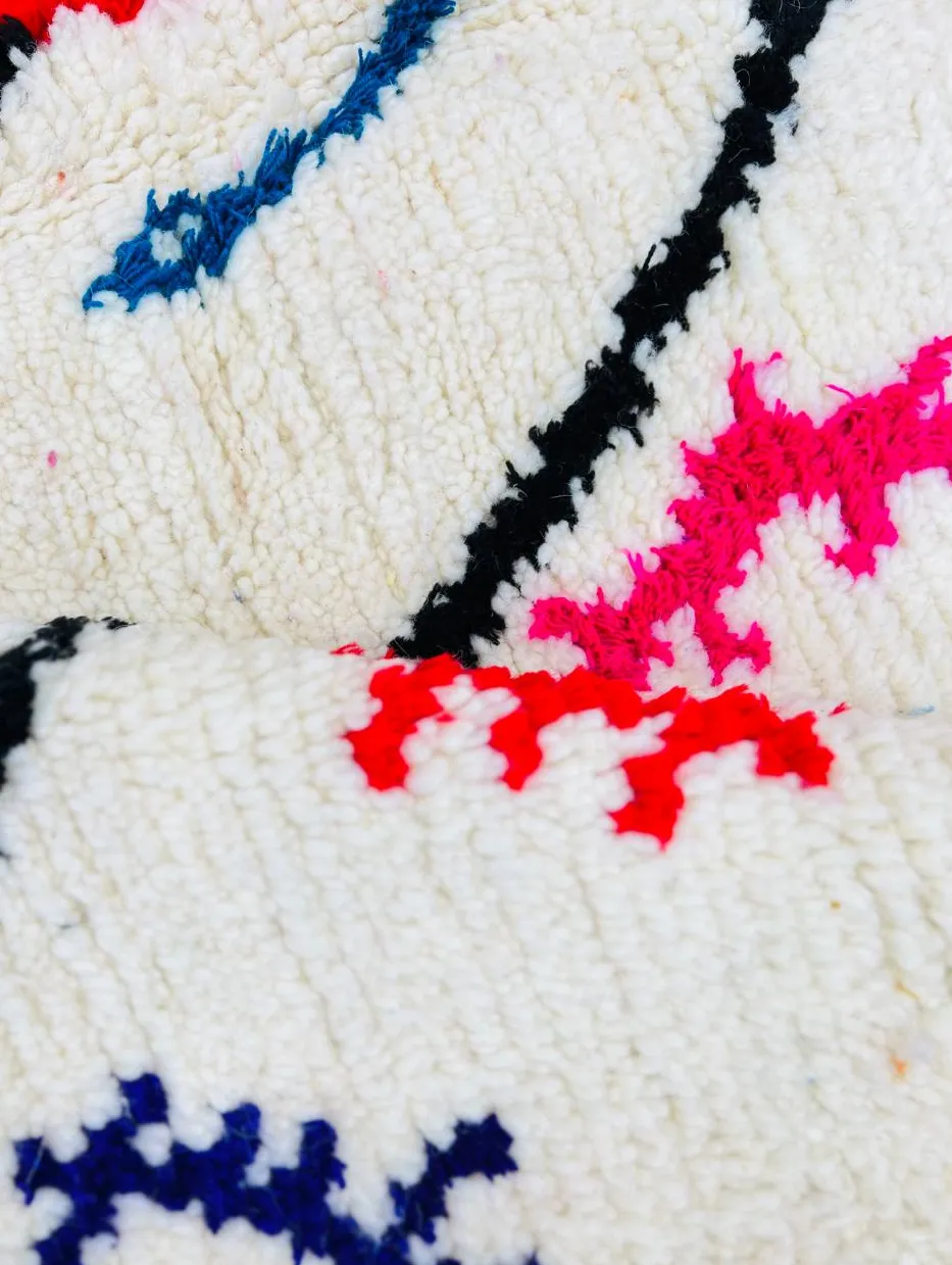 Tapis de couloir berbère Tanit multicolore à losanges, vue 4 sur 4