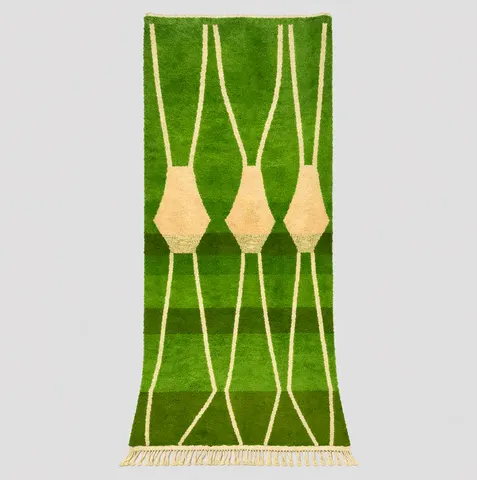 Tapis de couloir berbère Tata vert — tapis berbères contemporains