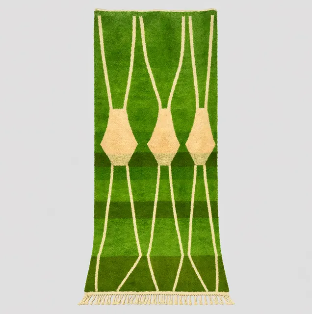 Tapis de couloir berbère Tata vert — tapis berbères contemporains
