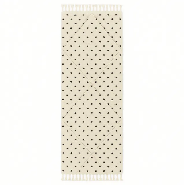 Tapis de couloir berbère Tazaghart noir et blanc uni — tapis berbères contemporains