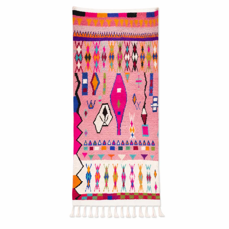 Tapis de couloir berbère Tazekka rose — tapis berbères contemporains tissé à la main