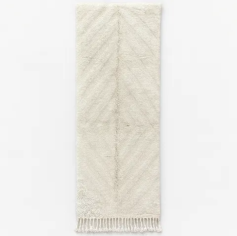 Tapis de couloir berbère Tensift blanc — tapis berbères contemporains