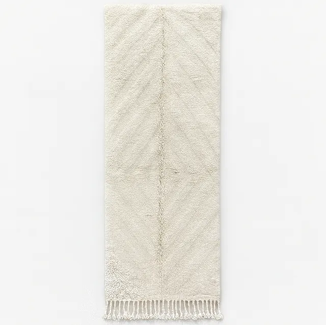 Tapis de couloir berbère Tensift blanc — tapis berbères contemporains