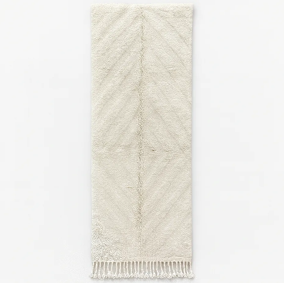 Tapis de couloir berbère Tensift blanc — tapis berbères contemporains tissé à la main