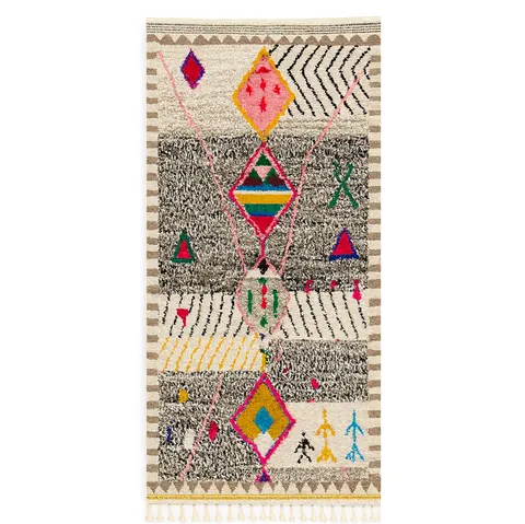 Tapis de couloir berbère Tifawt multicolore au dessin abstrait — tapis berbères contemporains