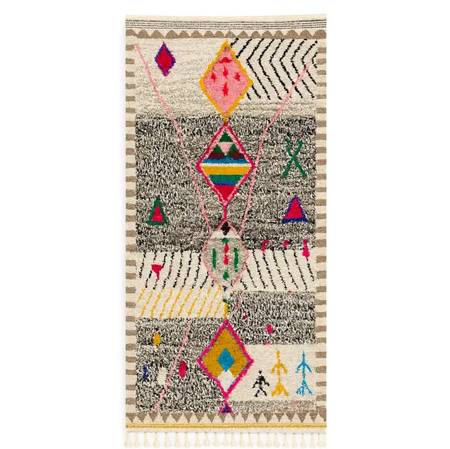 Tapis de couloir berbère Tifawt multicolore au dessin abstrait — tapis berbères contemporains