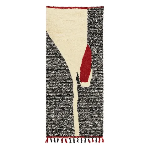 Tapis de couloir berbère Tifounassine noir et blanc — tapis berbères contemporains