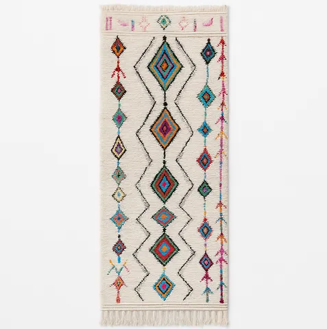 Tapis de couloir berbère Tigmi multicolore à losanges — tapis berbères contemporains
