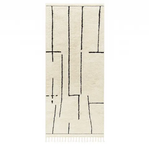 Tapis de couloir berbère Tilila noir à lignes — tapis berbères contemporains