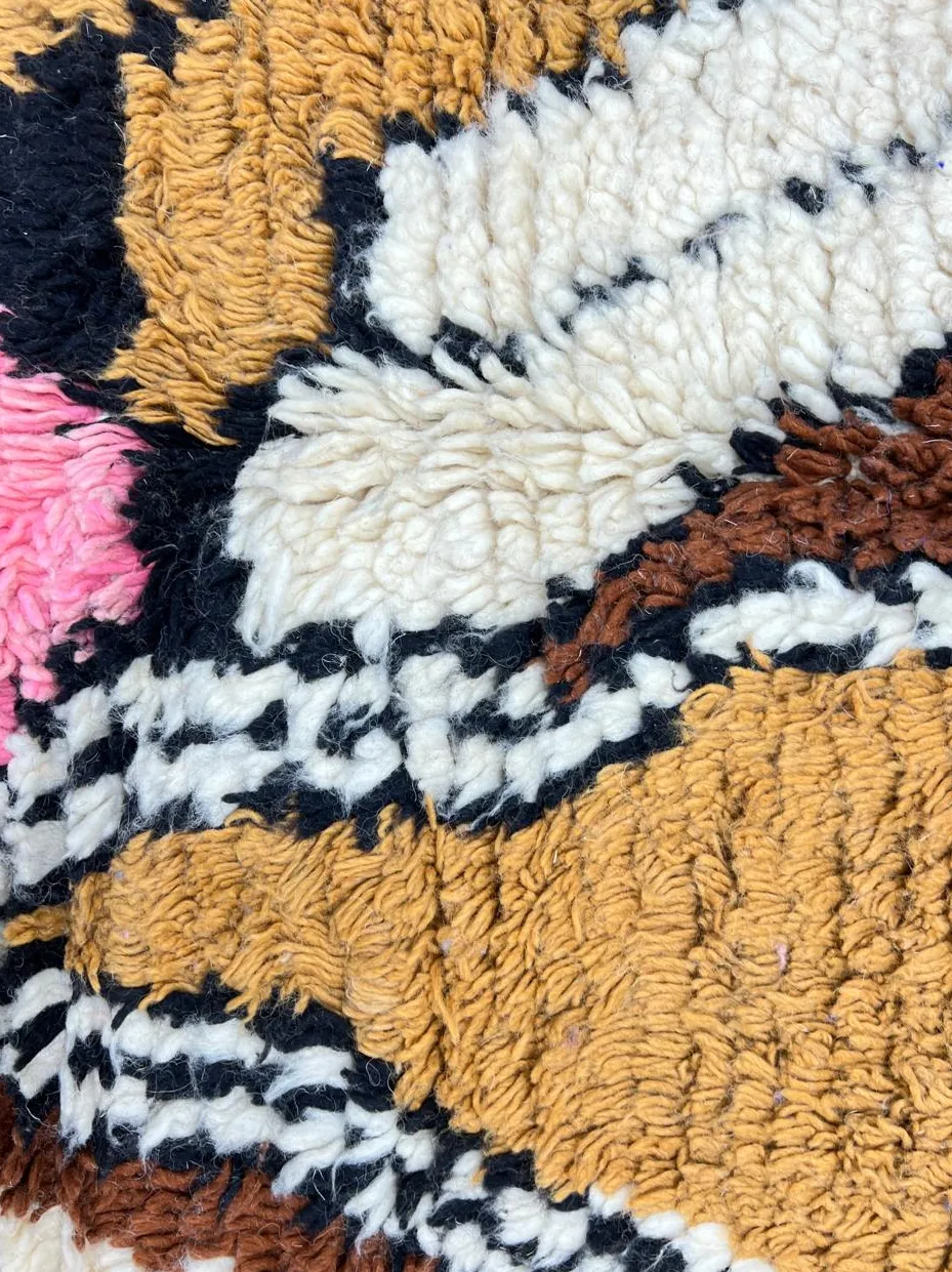 Tapis de couloir berbère Tinejdad multicolore au dessin abstrait, vue 4 sur 4
