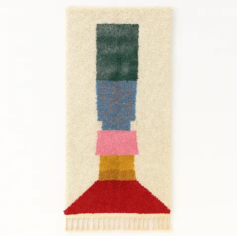 Tapis de couloir berbère Tinhinan multicolore au dessin abstrait — tapis berbères contemporains