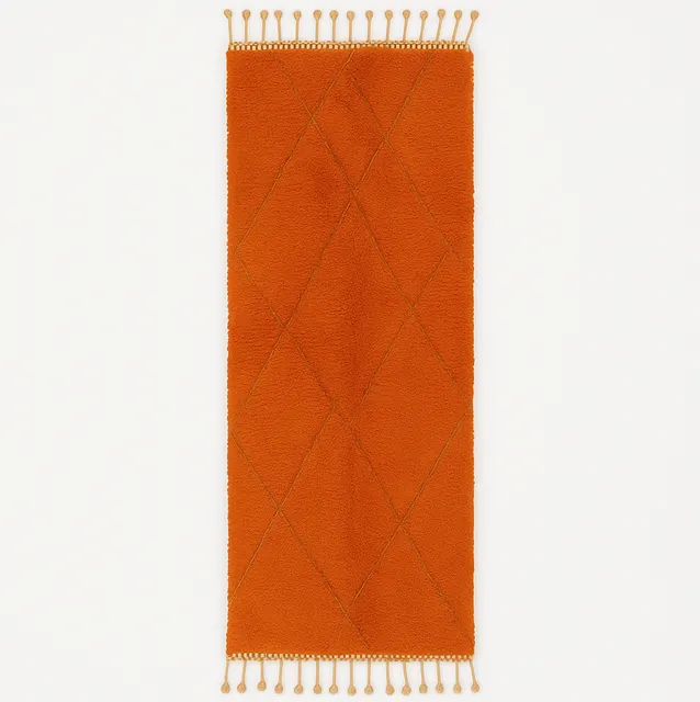 Tapis de couloir berbère Tiziri orange à losanges — tapis berbères contemporains